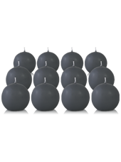 Pack de 12 bougies ronde Gris Anthracite 7cm