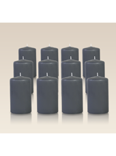Pack de 12 bougies cylindres Gris Anthracite 6x10cm