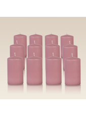 Pack de 12 bougies cylindres Vieux Rose 6x10cm