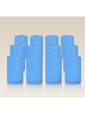 Pack de 12 bougies cylindres Bleu Turquoise 6x10cm