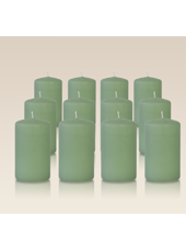 Pack de 12 bougies cylindres Menthe 6x10cm