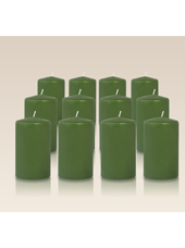 Pack de 12 bougies cylindres Vert 6x10cm