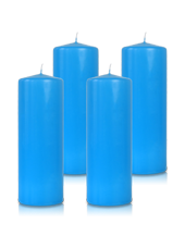 Pack de 4 bougies cylindres Bleu Turquoise 7x21cm