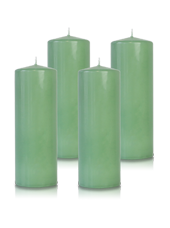 Pack de 4 bougies cylindres Menthe 7x21cm