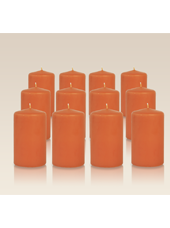 Pack de 12 bougies cylindres Citrouille 6x10cm