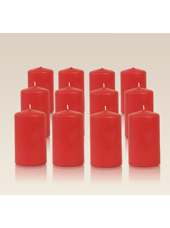 Pack de 12 bougies cylindres Rouge 6x10cm