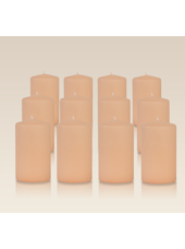 Pack de 12 bougies cylindres Rose Poudré 6x10cm