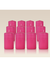 Pack de 12 bougies cylindres Fuchsia 6x10cm