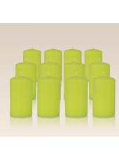 Pack de 12 bougies cylindres Vert citron 6x10cm