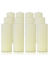 Pack de 12 bougies cylindres Ivoire 6x15cm