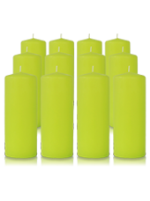 Pack de 12 bougies cylindres Vert citron 6x15cm