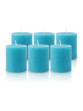 Pack de 6 Bougies Rustiques Turquoise 8x7cm