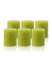 Pack de 6 Bougies Rustiques Vert Citron 8x7cm