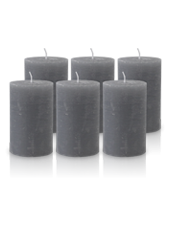 Pack de 6 Bougies Rustiques Gris 11x7cm