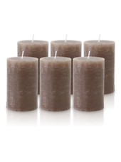 Pack de 6 Bougies Rustiques Taupe 11x7cm