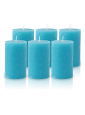 Pack de 6 Bougies Rustiques Turquoise 11x7cm