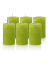 Pack de 6 Bougies Rustiques Vert Citron 11x7cm