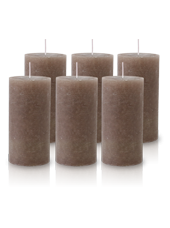 Pack de 6 Bougies Rustiques Taupe 14x7cm