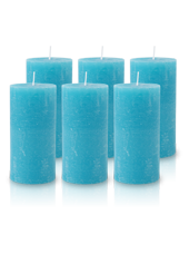 Pack de 6 Bougies Rustiques Turquoise 14x7cm