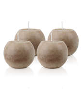 Pack de 4 Bougies Rondes Marbrées Taupe 8cm