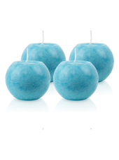 Pack de 4 Bougies Rondes Marbrées Turquoise 8cm