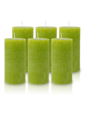 Pack de 6 Bougies Rustiques Vert Citron 14x7cm