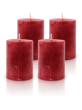 Pack de 4 Bougies Marbrées Rouge 7x5cm