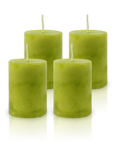 Pack de 4 Bougies Marbrées Vert Citron 7x5cm