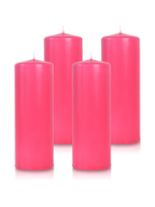 Pack de 4 bougies cylindres Fuchsia 7x21cm