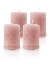 Pack de 4 Bougies Marbrées Vieux Rose 7x5cm