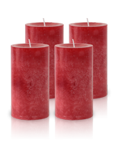 Pack de 4 Bougies Marbrées Rouge 13x7cm