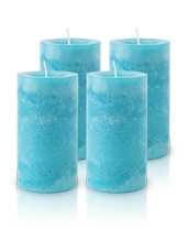 Pack de 4 Bougies Marbrées Turquoise 13x7cm