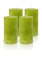 Pack de 4 Bougies Marbrées Vert Citron 13x7cm