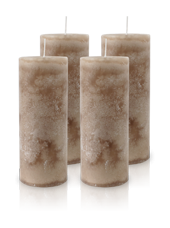 Pack de 4 Bougies Marbrées Taupe 18x7cm