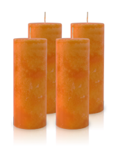 Pack de 4 Bougies Marbrées Orange 18x7cm