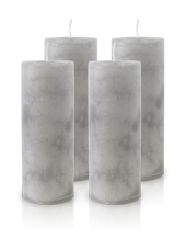 Pack de 4 Bougies Marbrées Gris 18x7cm