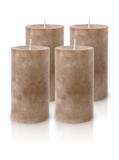 Pack de 4 Bougies Marbrées Taupe 13x7cm