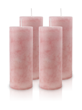 Pack de 4 Bougies Marbrées Vieux Rose 18x7cm