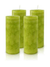 Pack de 4 Bougies Marbrées Vert Citron 18x7cm