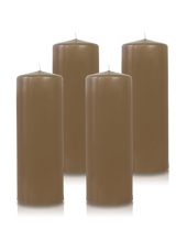 Pack de 4 bougies cylindres Taupe 7x21cm