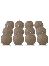 Pack de 12 bougies ronde Taupe 7cm