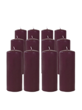 Pack de 12 Bougies cylindres Prune 6x15cm