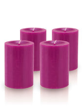Pack de 4 bougies cylindres premium Fuchsia 7x10cm