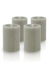 Pack de 4 bougies cylindres premium Gris 7x10cm