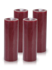 Pack de 4 bougies cylindre premium Rouge carmin 7x20cm