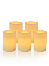 Pack de 5 bougies pilier LED Ivoire 7x10cm