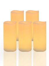 Pack de 5 bougies Vagues LED Ivoire 7x15cm