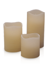 3 bougies LED Ivoire Rustique 5x5/7,5/10cm